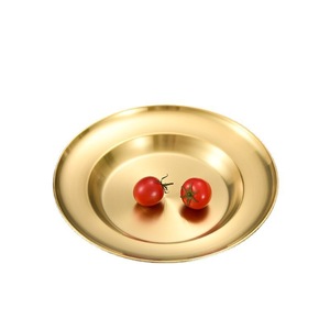 Stainless Steel Round Fruit Tray Gold Plated Elegant Serving Plate For Hotel Meals - Product Image 1