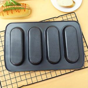 Teglia da forno per sandwich e baguette 34,6x21,5 cm 4 stampi perforati 7x17 cm in acciaio al carbonio antiaderente - Product Image 6
