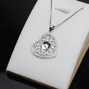 Colgante de Plata S925 en Forma de Corazón, 10-12 mm, Joyería de Perlas para Mujer, Bandeja Vacía para DIY, Producto Semiterminado 800 - Product Image 3