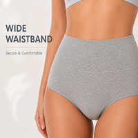 Culotte taille haute pour femme en coton extensible doux, effet ventre plat, couvrance intégrale