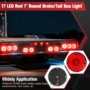 2 feux arrière ronds rouges à 17 LED de 7 pouces avec montage en surface à 4 trous pour camping-cars, camions, remorques, bus, fourgonnettes, étanches IP65 - Product Image 5