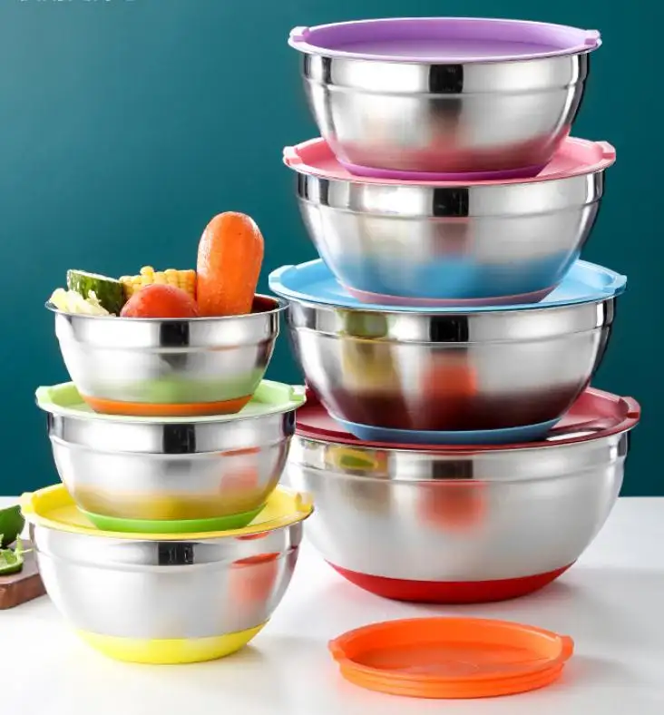 Wholesale Hot Sales Stainless Steel Mixing Bowls with Lids Set for Kitchen tools