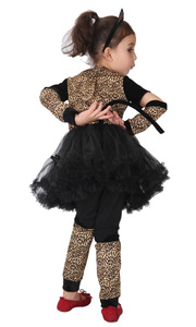 Set Cosplay di animali di Halloween per bambini e ragazze <span class=keywords><strong>leopardo</strong></span> <span class=keywords><strong>Costume</strong></span> da ballo leopardato stampa di fantasia Tutu abito Anime costumi con fascia per orecchio - Product Image 2