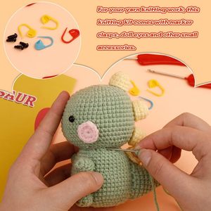 3 Pcs DIY <strong>Crochet</strong> Animal <strong>Kit</strong> Easy Follow Instructions Starter Yarn <strong>Kit</strong> for Fox Elephant Dinosaur Plush Dolls Creative Paste Toys - Product Image 6