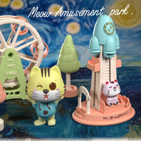Ensemble de jouets de jeu d'imitation pour enfants, thème parc d'attractions, avec chariot à desserts coloré motif chat de dessin animé