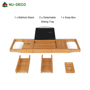 Plateau pour la baignoire en bambou, nouvelle baignoire en bois de bambou, caddie de luxe extensible - Product Image 4