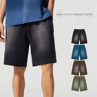 Shorts en molleton délavé à l'acide 360G, effet Monkey Wash, cinq-quarts, style streetwear américain, taille élastique, décontracté, vierge, vente en gros