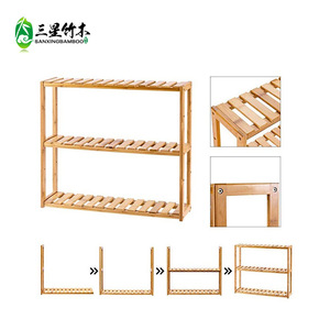 Bamboo Adjustable Three-Tier <b>Wall</b>-<b>Mounted</b> Storage Rack, Multifunctional Storage <b>Shelf</b> for Home, Bathroom, and Living Room - Product Image 3