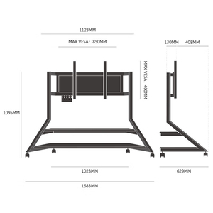 for 75-100 inch Mobile <b>TV</b> trolleys, floor-<b>standing</b> <b>TV</b> bracket with a 100 kg load capacity and casters. - Product Image 5