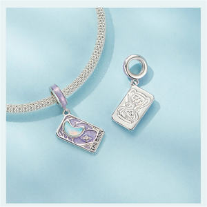 Trendi 925 Sterling Silver liontin pecinta <span class=keywords><strong>Tarot</strong></span> Enamel warna-warni minyak Drp bulan bintang matahari DIY gelang kalung hadiah pasangan - Product Image 4