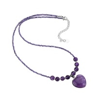 Collier en cristal de pierres précieuses naturelles polies en forme de cœur, améthyste et quartz rose, pour femmes, bijoux décoratifs, vente en gros