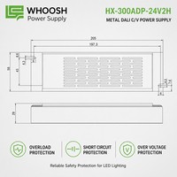 Driver LED sans ventilateur WHOOSH DALI dimmable 300W 24V 12.5A IP20 pour éclairage intérieur commercial, bureaux et hôtels
