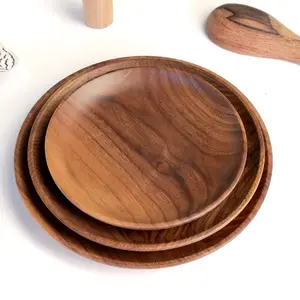 Set Piring Mangkuk Bahan Kayu Bambu Alami, Set Piring Mangkuk Makanan Ringan Sarapan Kering Dapat Dipakai Ulang Bahan Kayu Bambu Alami untuk Makanan Laut Inggris