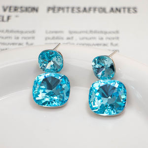 Fashion Blue Crystal Silver Plated Copper Alloy Bohemian Tassel France <b>Hook</b> Earrings Trendy Women Wedding Jewelry - Product Image 1