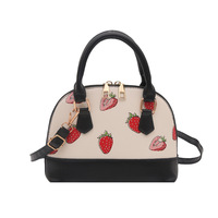 Nouveau Sac à Main Tendance en PU pour Fille, Collection Automne 2026, Mode Quotidienne, Imprimé Cerises Texturé, Fermeture Éclair, Sac à Bandoulière en Nylon, Sac Sous le Bras