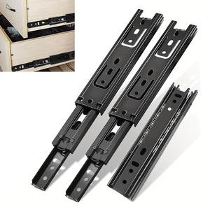 Riel para armario de herramientas, accesorios de cocina, hierro negro, pintura en aerosol, extensión completa, cajón de canal telescópico, rieles para cajón - Product Image 1