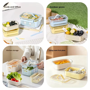 ANYA 2026 - Recipiente <span class=keywords><strong>de</strong></span> Almacenamiento <span class=keywords><strong>de</strong></span> Plástico para Refrigerador <span class=keywords><strong>de</strong></span> Cocina, <span class=keywords><strong>con</strong></span> Sello <span class=keywords><strong>de</strong></span> Grado Alimenticio, Organizador <span class=keywords><strong>de</strong></span> Frutas y Verduras <span class=keywords><strong>con</strong></span> Cesta <span class=keywords><strong>de</strong></span> Drenaje - Product Image 3