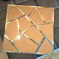 Europäischer Stil Abgeschrägte Kanten Gold-Grau Kristallglas-Mosaikfliesen TV-Hintergrund Spiegel-Einlage Matt Dekorative Wohnzimmerwand