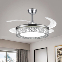 Ventilateur de plafond intelligent LED Saa 2026 avec télécommande et contrôle par application, pales rétractables de 42/48 pouces, moteur 6 vitesses AC 85-265V