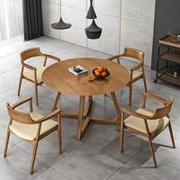 Meubles de restaurant et de café modernes, ensembles de canapés, table ronde en bois massif de style scandinave, ensemble table et chaises de café