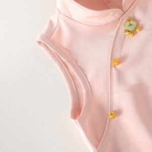 Modello di design all'ingrosso nuovo stile cinese <span class=keywords><strong>per</strong></span> bambini ragazze estate due pezzi modello floreale senza maniche <span class=keywords><strong>Top</strong></span> e pantaloncini Set - Product Image 5