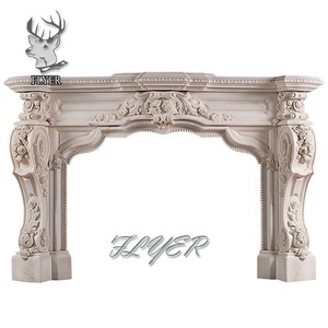 Decoración Europea para Interiores y Exteriores, Marco de <span class=keywords><strong>Chimenea</strong></span> de Mármol Eléctrico Tallado a Mano para Decoración del Hogar - Product Image 4