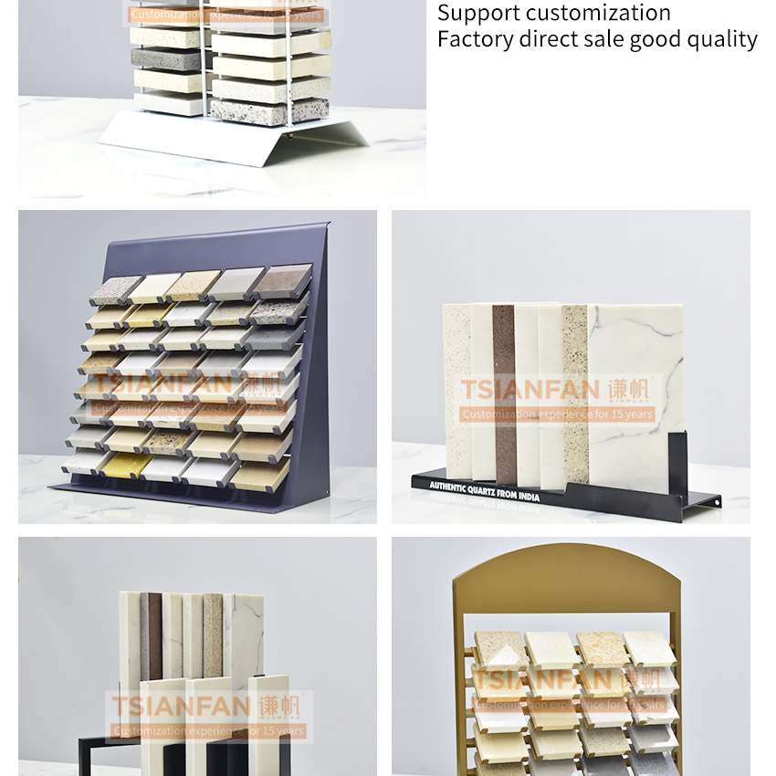 Factory Custom Size Table Top Metal Slotted  Sample Artificial Mabler Granite Quartz Stone Ceramic Tile Display Rack