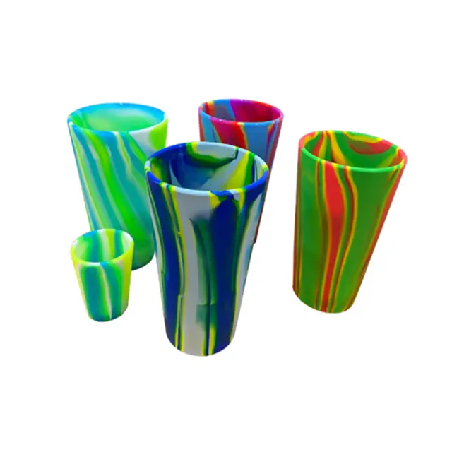16 OZ 실리콘 야외 파인트 유리 세트, 여행 피크닉을위한 실리콘 맥주 잔 깨지지 않는 실리콘 컵 음료 도자기
