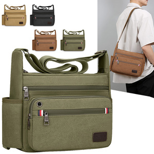 Crossbody Canvas <b>Bag</b> Large Capacity Multi Layer Men's Shoulder <b>Bag</b> Durable Travel Everyday Use - Product Image 1