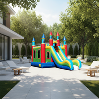 Promotion : Grande structure gonflable commerciale personnalisée en PVC pour l'extérieur, avec toboggan et zone de saut, garantie 3 ans