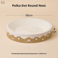 Griffoir pour chat ovale personnalisé avec logo, résistant à l'usure, faible production de débris, emballé en carton, lit-griffoir