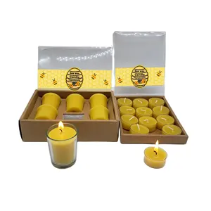 Hot Selling 6/12 Pcs Pack Bijenwas Theelichtkaarsen Bijenwas Votive Pilaar Kaarsen Set