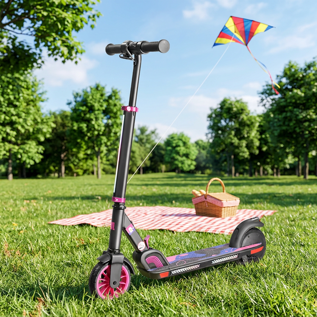 150W Electric Scooter 6 Inch Solid Tire Max Power Foldable Portable Kids Electric Kick Scooter 2026