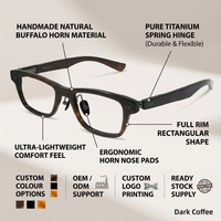 Montures de lunettes artisanales en corne de buffle, monture optique pleine, charnière à ressort en titane, unisexe, logo personnalisé