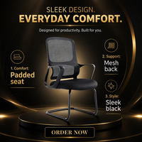 Chaise de bureau ergonomique en maille, réglable en hauteur, pivotante, avec accoudoirs fixes et base cantilever pour le bureau à domicile