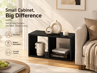 Armoire de rangement moderne en acier au carbone à 2 compartiments avec étagères ouvertes, organisateur compact et peu encombrant pour salon et chambre à coucher