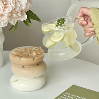 Venta al por mayor de fábrica: Taza de vidrio de borosilicato de 430 ml con asa, logotipo personalizado, apilable, transparente, para café y zumo, apta para microondas.