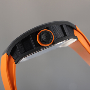 Reloj de pulsera de lujo para hombre, estilo urbano, con esfera deportiva naranja, mecanismo hueco de fibra de carbono y cristal de zafiro, resistente al agua. - Product Image 5