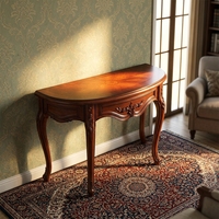 Table console en bois massif semi-circulaire sculptée de style américain montée au mur pour l'entrée, le couloir et le salon Fonctions d'écriture