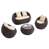 Ensemble de canapés en rotin pour l'extérieur - Design minimaliste moderne, coussins en éponge plastique imperméables et mobiles, balcon, cour, jardin