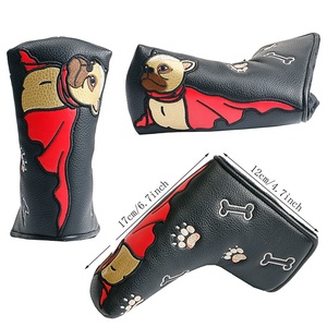 OEM ODM consegna rapida all'ingrosso Logo personalizzato nuovo Design pelle PU ricamo cani lama magnetica copri testa da Golf - Product Image 1