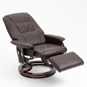 Fauteuil inclinable moderne en cuir à dossier haut et <span class=keywords><strong>pivotant</strong></span> avec pédale manuelle, revêtement en tissu et structure métallique - Product Image 4