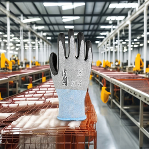 Gants de travail enduits ANSI antidérapants pour écran tactile Construction personnalisée Sécurité Protection des mains Niveau F Doublure en nylon PU anti-coupure - Product Image 4