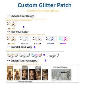 Personalizzazione arcobaleno Multicolor Glitter lentiggini adesivi temporanei per <span class=keywords><strong>tatuaggi</strong></span> impermeabili scintillano le macchie sul viso del cuore carino - Product Image 3