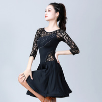 Mode dentelle femme robe de danse latine diamant Performance porter pour dame Sexy Costume haute qualité OEM livraison directe