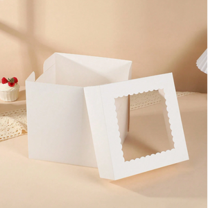 Caixas De Bolo Altas Com Janela 12 Caixas De Padaria De 10 <span class=keywords><strong>8</strong></span> Polegadas Retirar Recipiente, branco Grande Caixa De Padaria De Papelão Com Tampas - Product Image 1