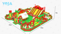 Château gonflable commercial YOJA, thème cœur d'amour, parc d'attractions, aire de jeux, certifié CE