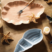 Nouvelle assiette décorative en céramique de forme irrégulière en forme d'étoile de mer, couleur émaillée, bol, vaisselle en porcelaine, service de table