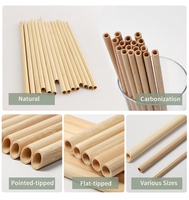Pailles à boire jetables écologiques personnalisées de 6mm en bambou naturel emballage individuel forme droite barres de papier boissons
