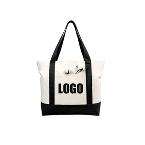 Sac fourre-tout en coton réutilisable extra large personnalisé avec logo brodé et poignée en corde, sac de shopping en toile personnalisé - Product Image 1
